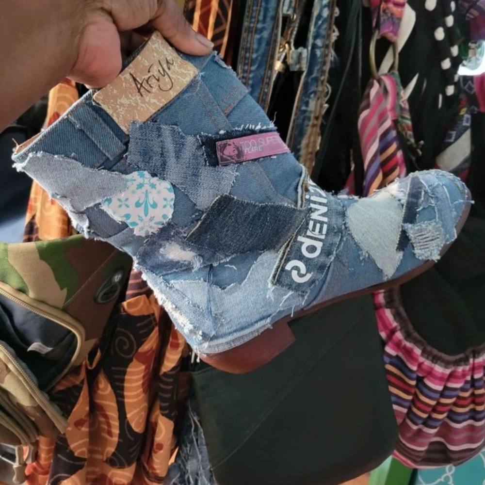 Homemade jean bootie
